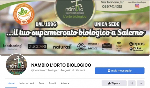 La copertina della Pagina Facebook di Nambio l&#039;ortobiologico a Salerno
